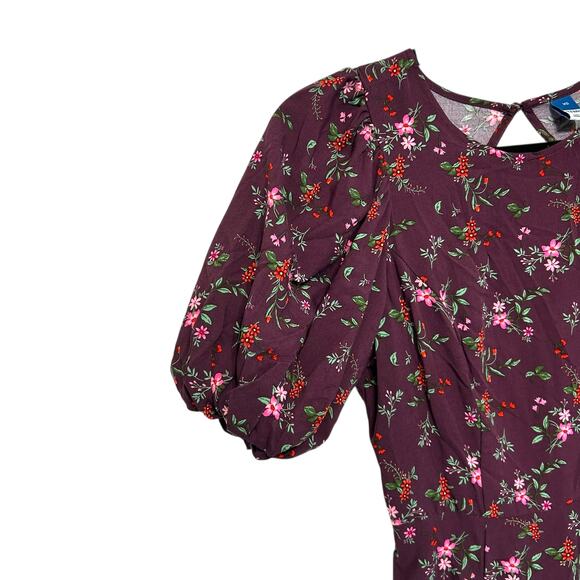 Old Navy Puff-Sleeve Floral Maxi Shift Dress NWT Women's Sz XS Plum Cottagecore - Picture 4 of 8